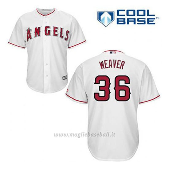 Maglia Baseball Uomo Los Angeles Angels Jerojo Weaver 36 Bianco 1ªCool Base
